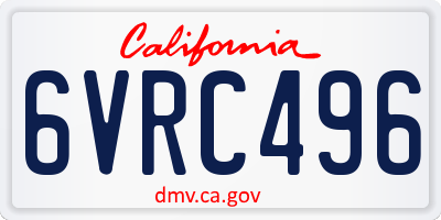 CA license plate 6VRC496