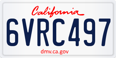 CA license plate 6VRC497
