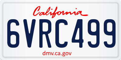 CA license plate 6VRC499