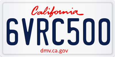 CA license plate 6VRC500