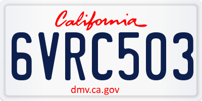 CA license plate 6VRC503