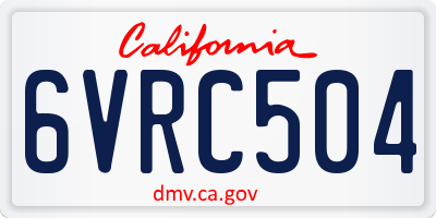 CA license plate 6VRC504