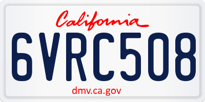 CA license plate 6VRC508