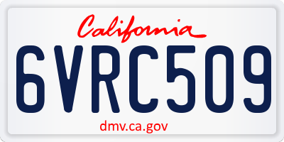 CA license plate 6VRC509
