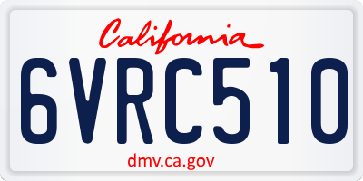 CA license plate 6VRC510