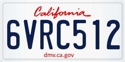 CA license plate 6VRC512