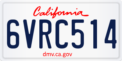 CA license plate 6VRC514