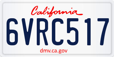 CA license plate 6VRC517