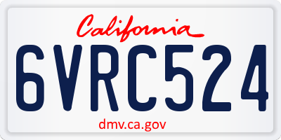 CA license plate 6VRC524