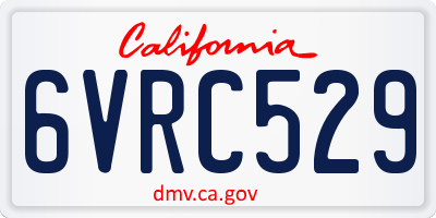 CA license plate 6VRC529