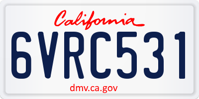 CA license plate 6VRC531
