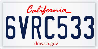 CA license plate 6VRC533
