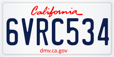 CA license plate 6VRC534
