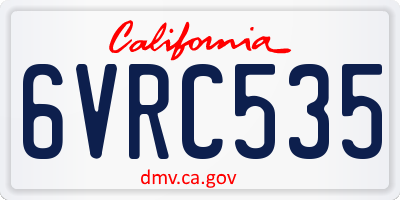 CA license plate 6VRC535