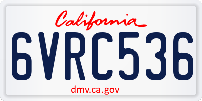 CA license plate 6VRC536