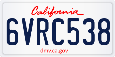CA license plate 6VRC538
