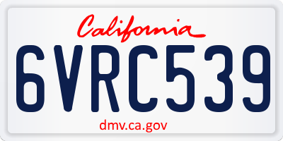 CA license plate 6VRC539