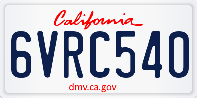 CA license plate 6VRC540