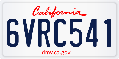 CA license plate 6VRC541