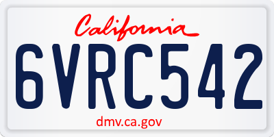 CA license plate 6VRC542