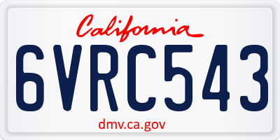 CA license plate 6VRC543