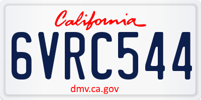 CA license plate 6VRC544