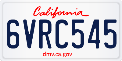 CA license plate 6VRC545