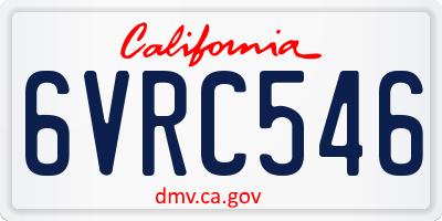 CA license plate 6VRC546
