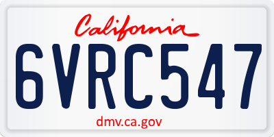 CA license plate 6VRC547