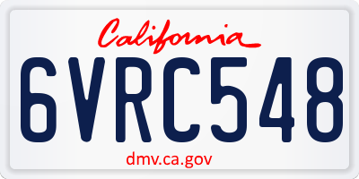 CA license plate 6VRC548