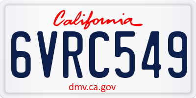 CA license plate 6VRC549
