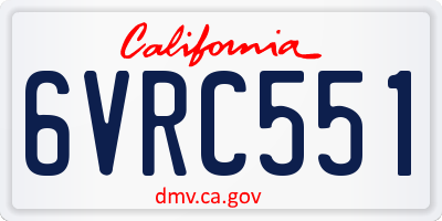 CA license plate 6VRC551