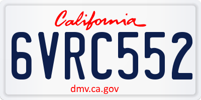 CA license plate 6VRC552