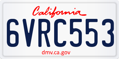 CA license plate 6VRC553