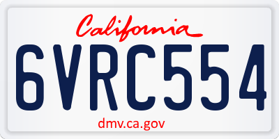 CA license plate 6VRC554