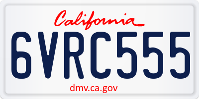 CA license plate 6VRC555