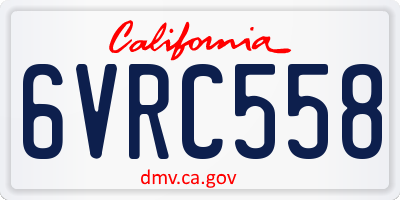 CA license plate 6VRC558