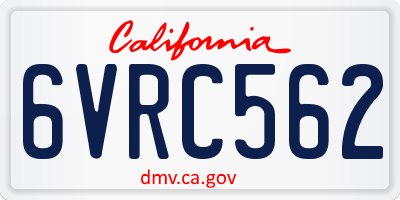CA license plate 6VRC562