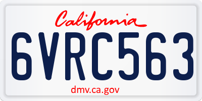 CA license plate 6VRC563