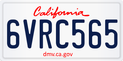 CA license plate 6VRC565