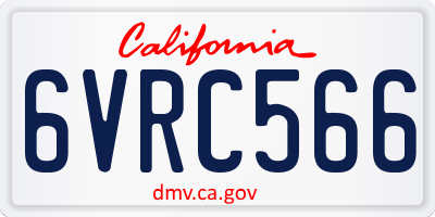 CA license plate 6VRC566