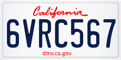 CA license plate 6VRC567