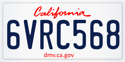 CA license plate 6VRC568
