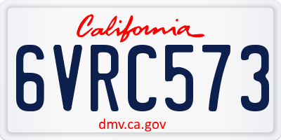 CA license plate 6VRC573