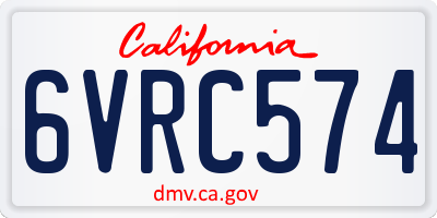 CA license plate 6VRC574