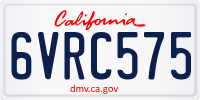 CA license plate 6VRC575