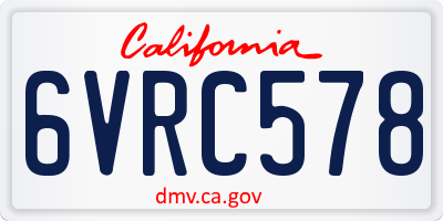 CA license plate 6VRC578