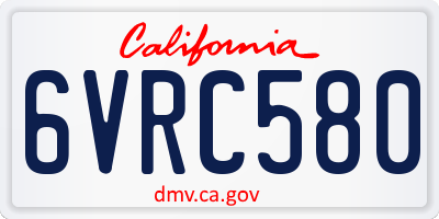 CA license plate 6VRC580