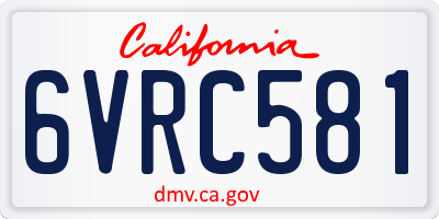 CA license plate 6VRC581