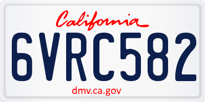 CA license plate 6VRC582